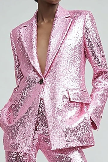Sparkly rose 2 pièces femmes bal costumes avec poches